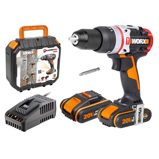 WORX SLAMMER 3-In-1 Brushless Active Hammer Drill 6000BPM 20V KIT | WX354.1