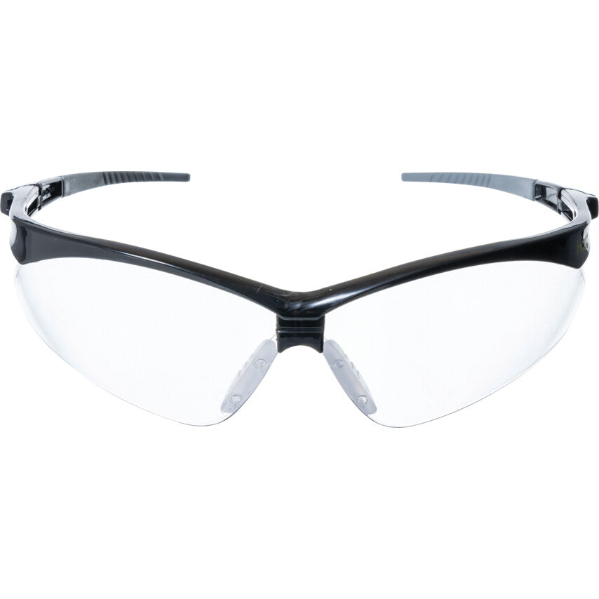 Safety Glasses, Clear Lens, Black Half-Frame