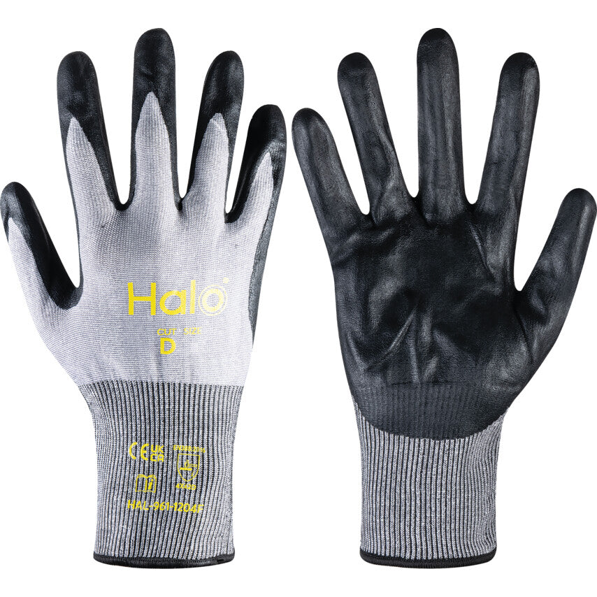 Cut Resistant Gloves, Grey, Nitrile, Palm Coated, Cut D, Size 10