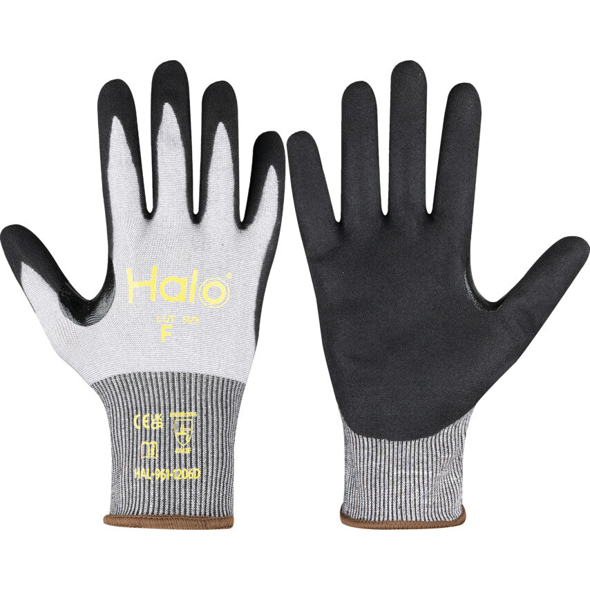 Cut Resistant Gloves, Grey, Nitrile, Palm Coated, Cut F, Size 10
