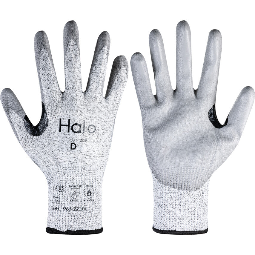 Cut Resistant Gloves, Grey, Polyurethane, Palm Coated, Cut D, Size 10