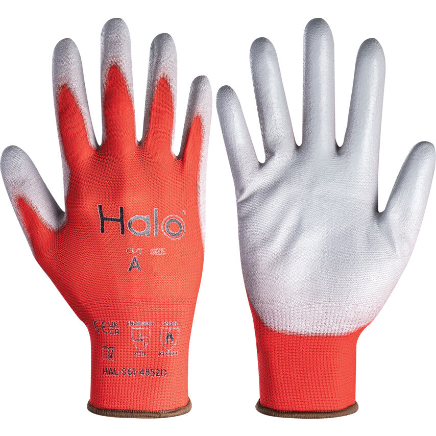 Mechanical Hazard Gloves, Red/Grey, Nylon Liner, Polyurethane Coating, EN388: 2016, 4, 1, 2, 1, Size 11