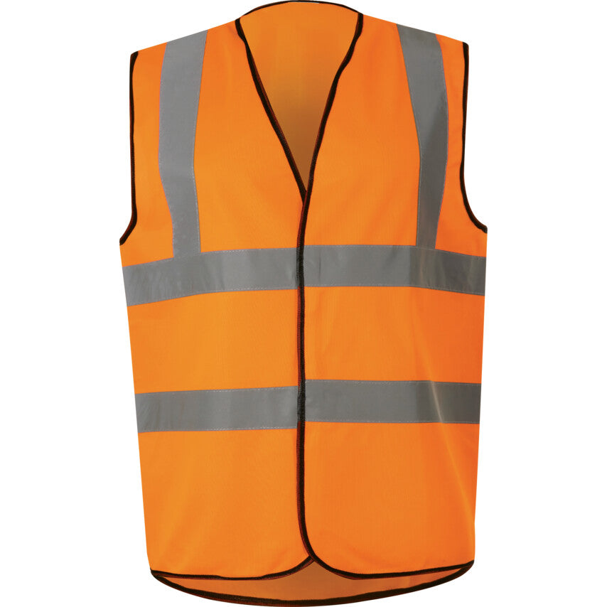 Hi-Vis Vest, Orange, 5XL, Hook & Loop Closure, Polyester