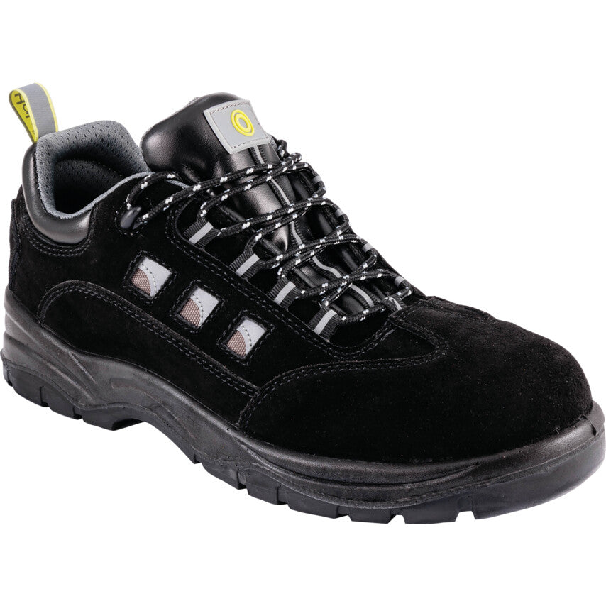 Unisex Safety Trainers, Size 8, Black, Suede Leather Upper, Steel Toe Cap, S1P, EN ISO 20345:2011