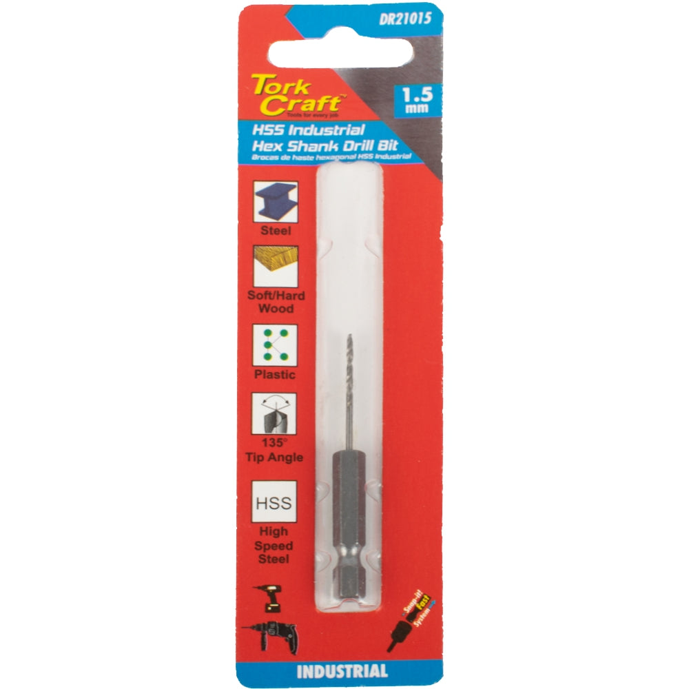 Drill 1.50 Hss 1/4" Hex Dr Tork Craft