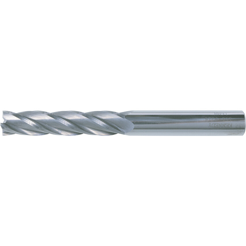 End Mill, Long, 16mm, Plain Round Shank, 4fl, Carbide, Uncoated