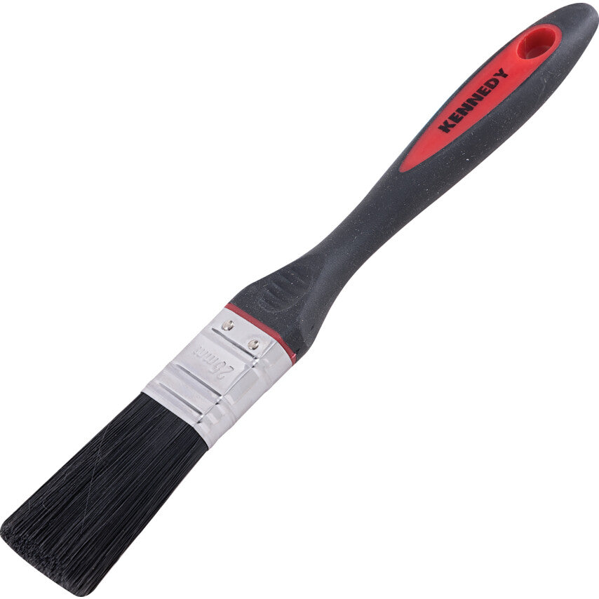 1in., Flat, Synthetic Bristle, Angle Brush, Handle Rubber