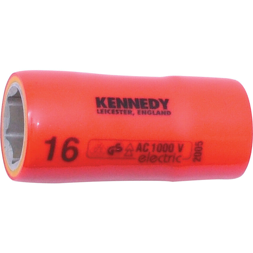 1/2in. Drive, Standard Insulated Socket, 16mm, Metric, Insulated Coating