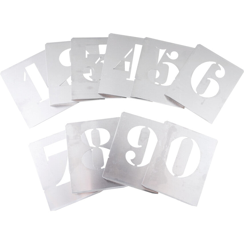0 to 9, Steel, Stencil, 50mm, Set of 10