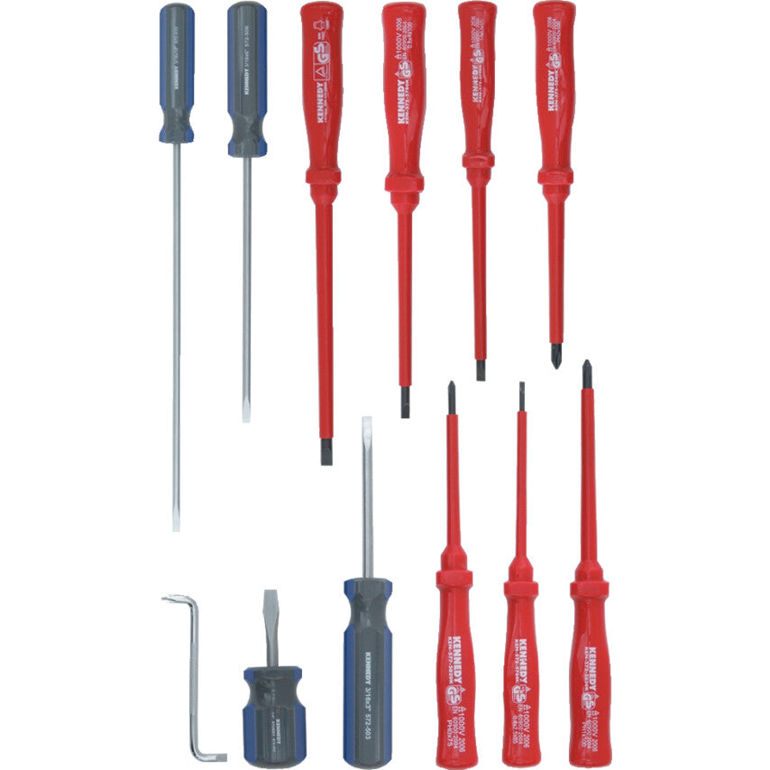 Flared/Parallel/Phillips, Screwdriver Bit, Set of 12