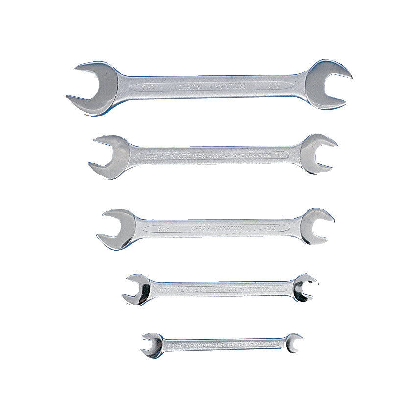 Imperial, Open Ended Spanner Set, 1/4 - 7/8in., Set of 5, Chrome Vanadium Steel