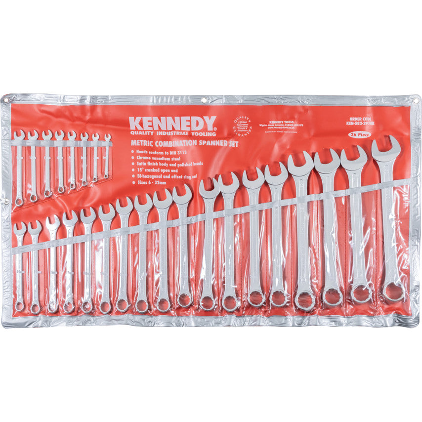 Metric, Combination Spanner Set, 6 - 32mm, Set of 26, Chrome Vanadium Steel