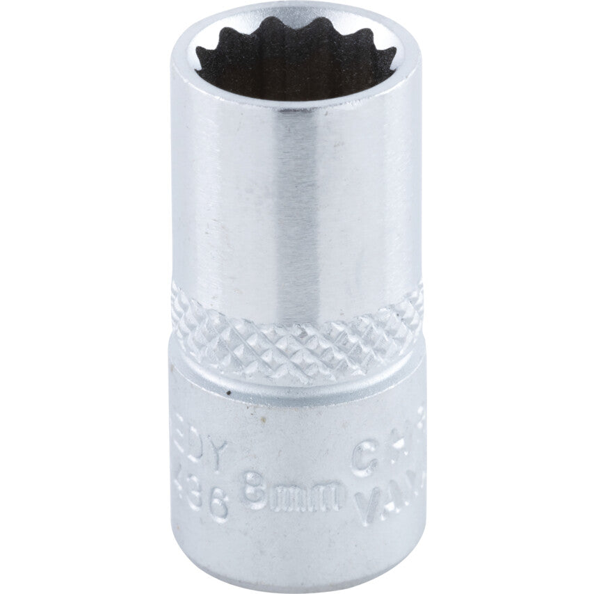 1/4in. Drive, Standard Bi-Hexagon Socket, 8mm, Metric, Chromed Finish