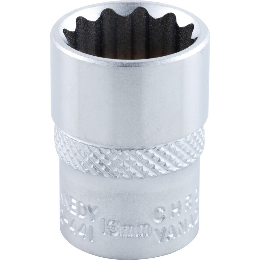 1/4in. Drive, Standard Bi-Hexagon Socket, 12mm, Metric, Chromed Finish