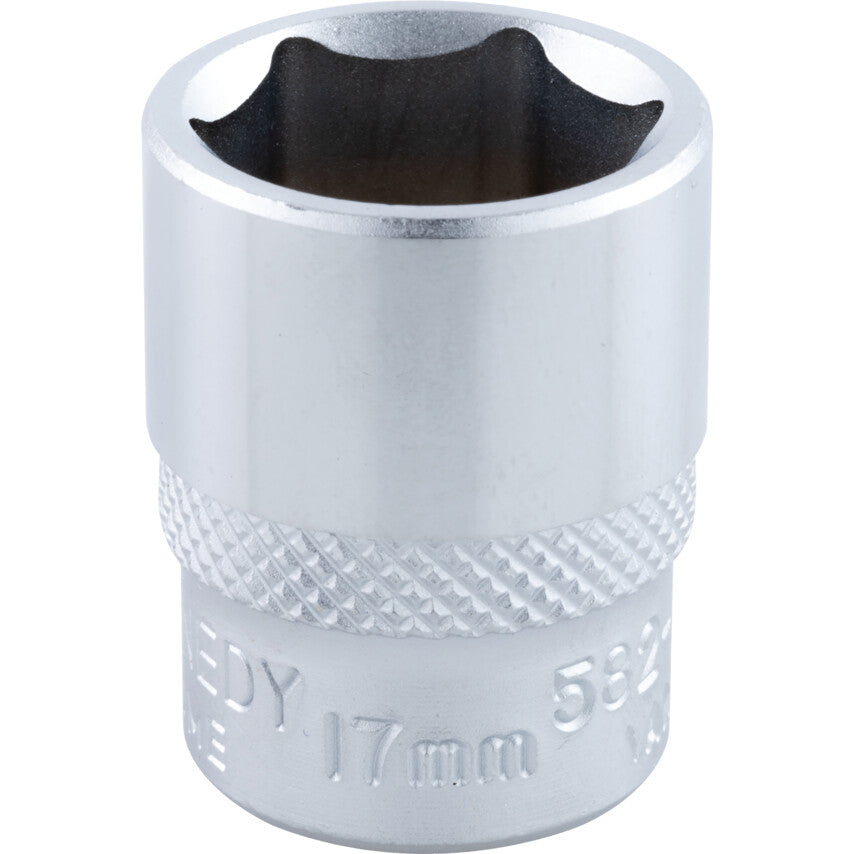 3/8in. Drive, Standard Hexagon Socket, 17mm, Metric, Chromed Finish