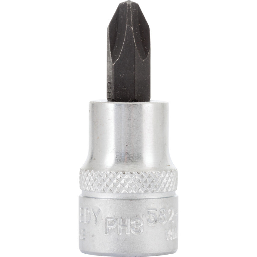 3/8in. Drive, Standard Screwdriver Bit Socket, No. 3, Phillips, Chromed Finish