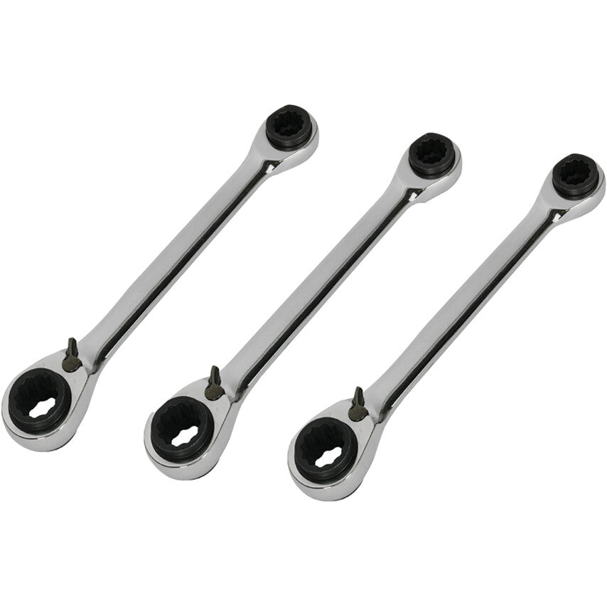 Metric, Ratchet Spanner Set, 8 - 19mm, Set of 3, Chrome Vanadium Steel