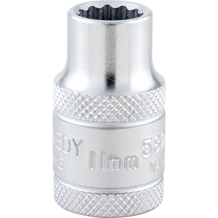 1/2in. Drive, Standard Bi-Hexagon Socket, 11mm, Metric, Polished Finish