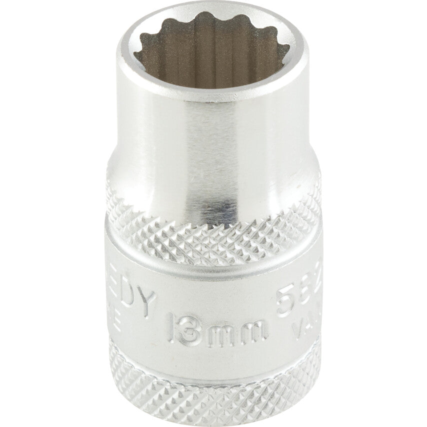 1/2in. Drive, Standard Bi-Hexagon Socket, 13mm, Metric, Polished Finish