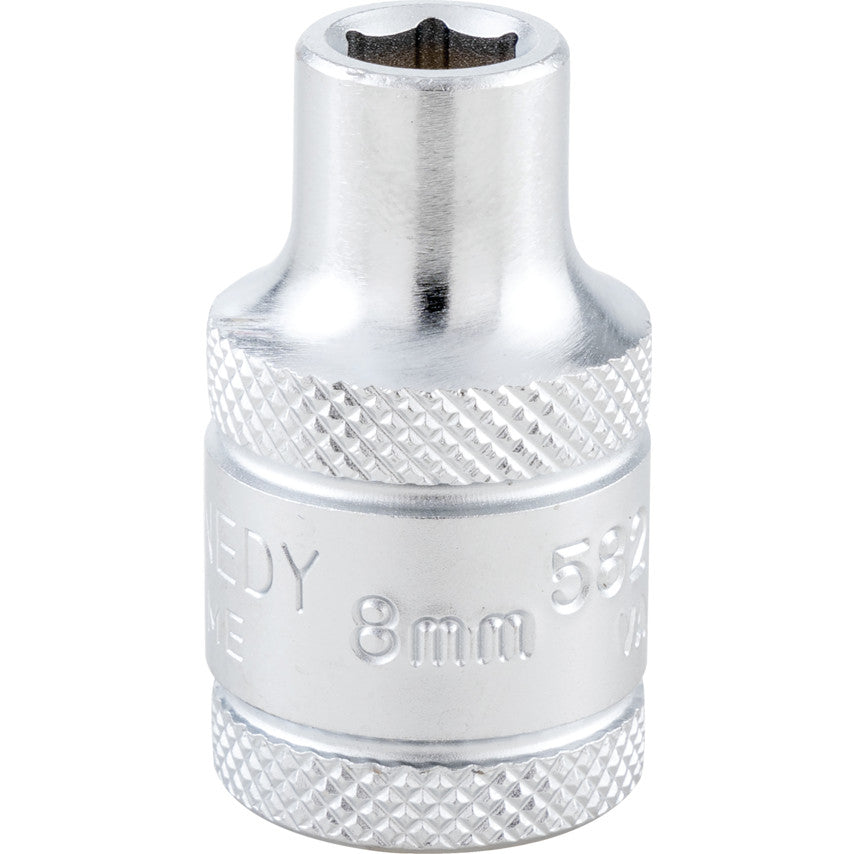 1/2in. Drive, Standard Hexagon Socket, 8mm, Metric, Polished Finish