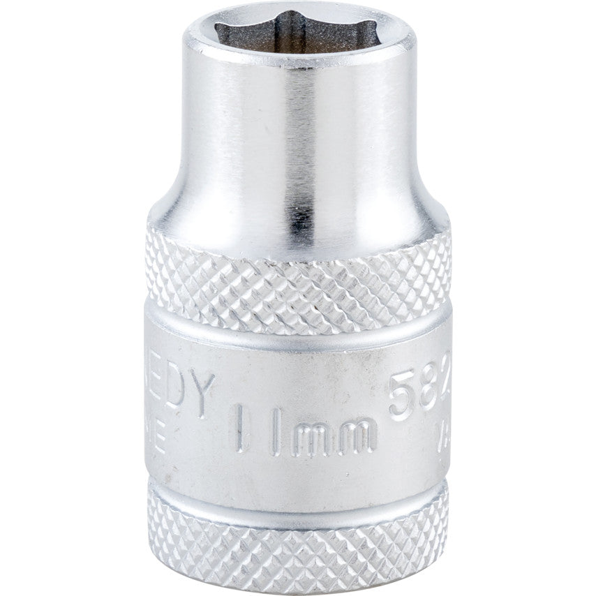1/2in. Drive, Standard Hexagon Socket, 11mm, Metric, Polished Finish