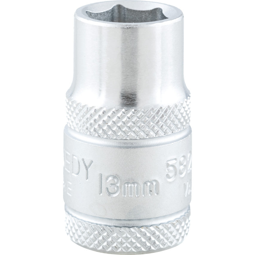 1/2in. Drive, Standard Hexagon Socket, 13mm, Metric, Polished Finish