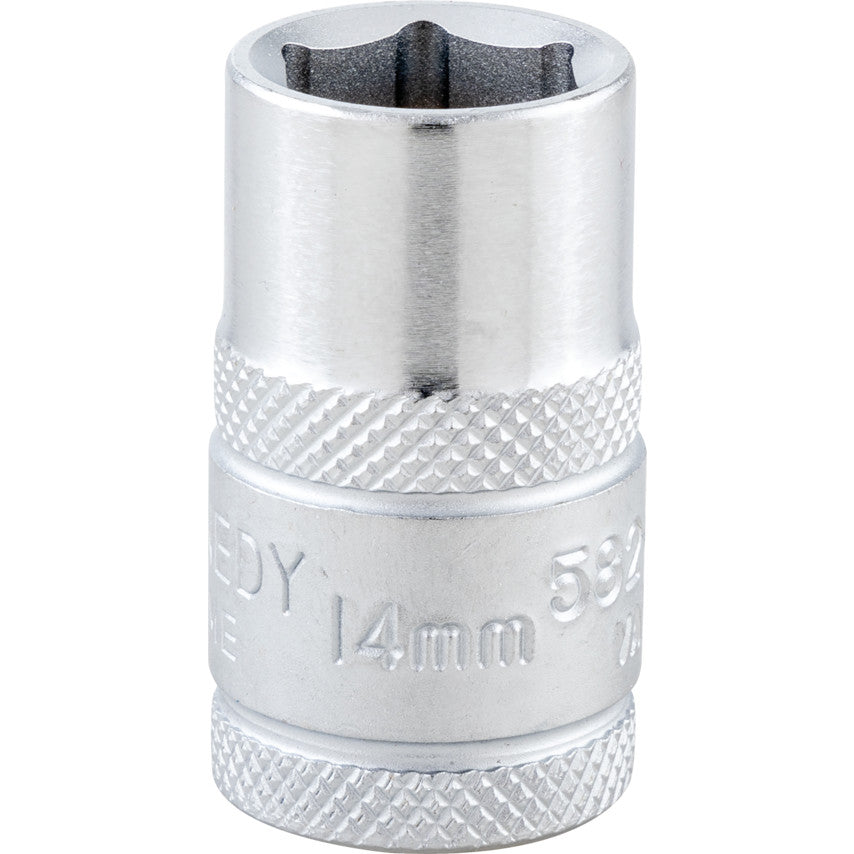 1/2in. Drive, Standard Hexagon Socket, 14mm, Metric, Polished Finish
