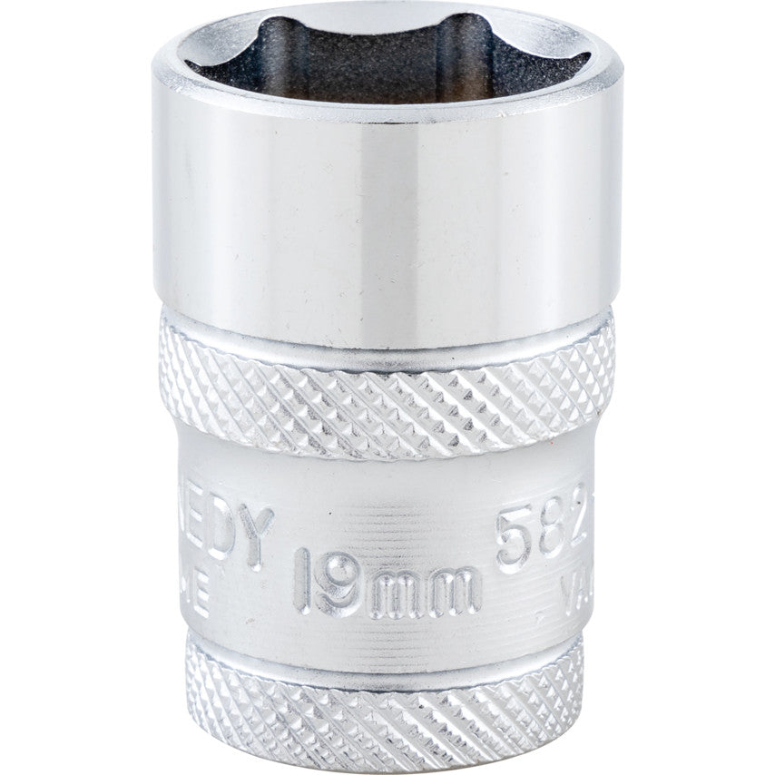 1/2in. Drive, Standard Hexagon Socket, 19mm, Metric, Polished Finish
