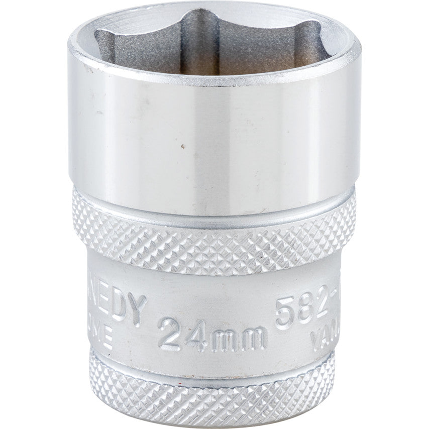 1/2in. Drive, Standard Hexagon Socket, 24mm, Metric, Polished Finish