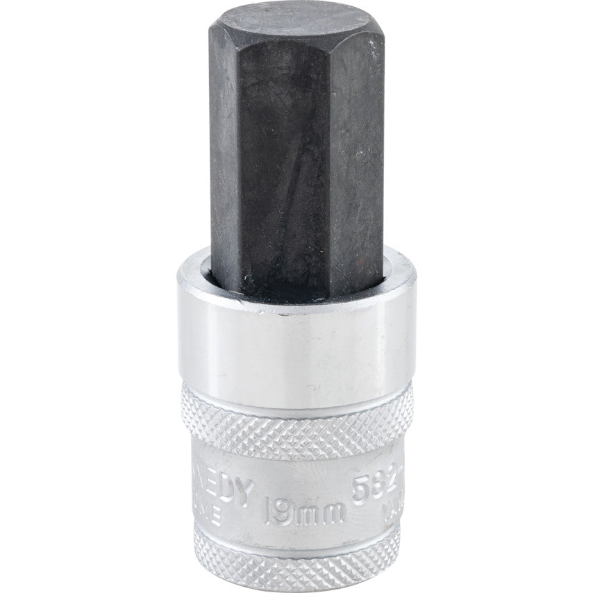 1/2in. Drive, Standard Hexagon Bit Socket, 19mm, Metric, Chromed Finish