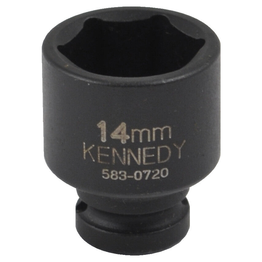 1/4in. Drive, Standard Hex Impact Socket, 12mm, Metric, Black Oxide Finish
