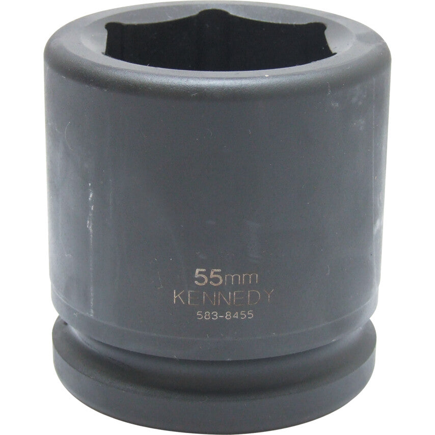 1-1/2in. Drive, Standard Hex Impact Socket, 80mm, Metric, Black Oxide Finish