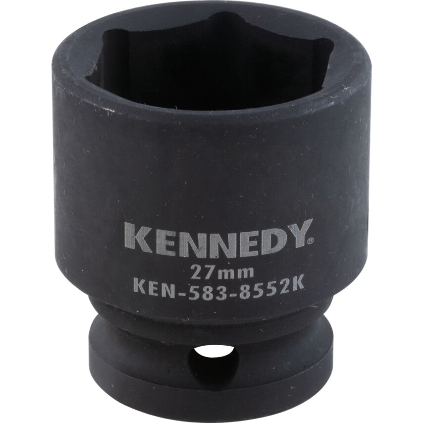 1/2in. Drive, Standard Impact Socket, 27mm, Metric, Black Oxide Finish