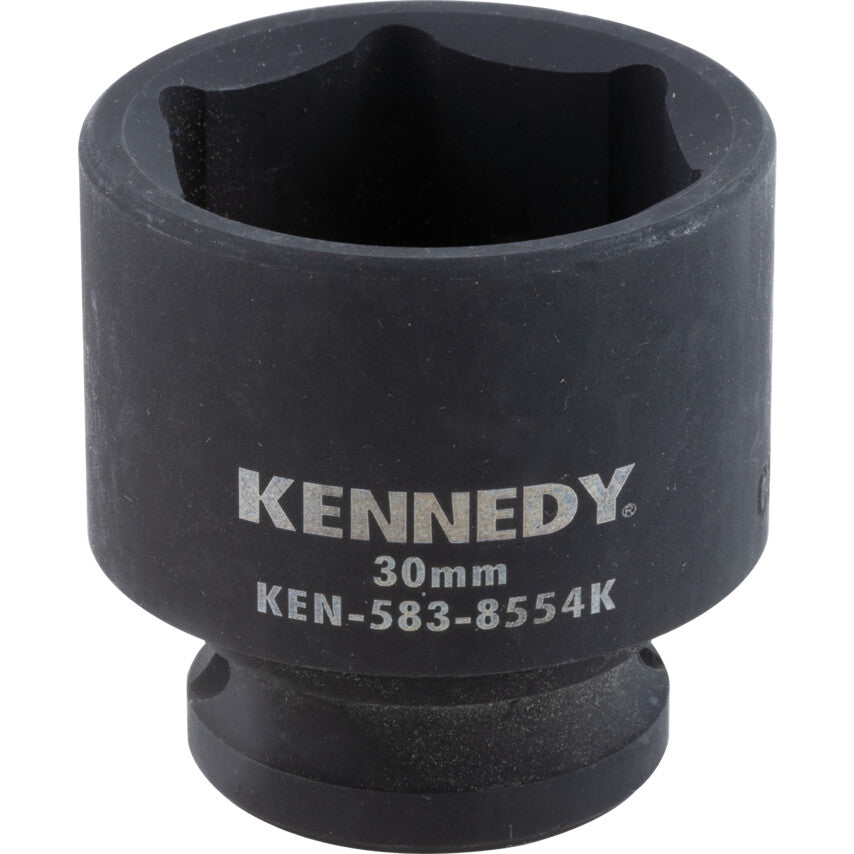 1/2in. Drive, Standard Impact Socket, 30mm, Metric, Black Oxide Finish