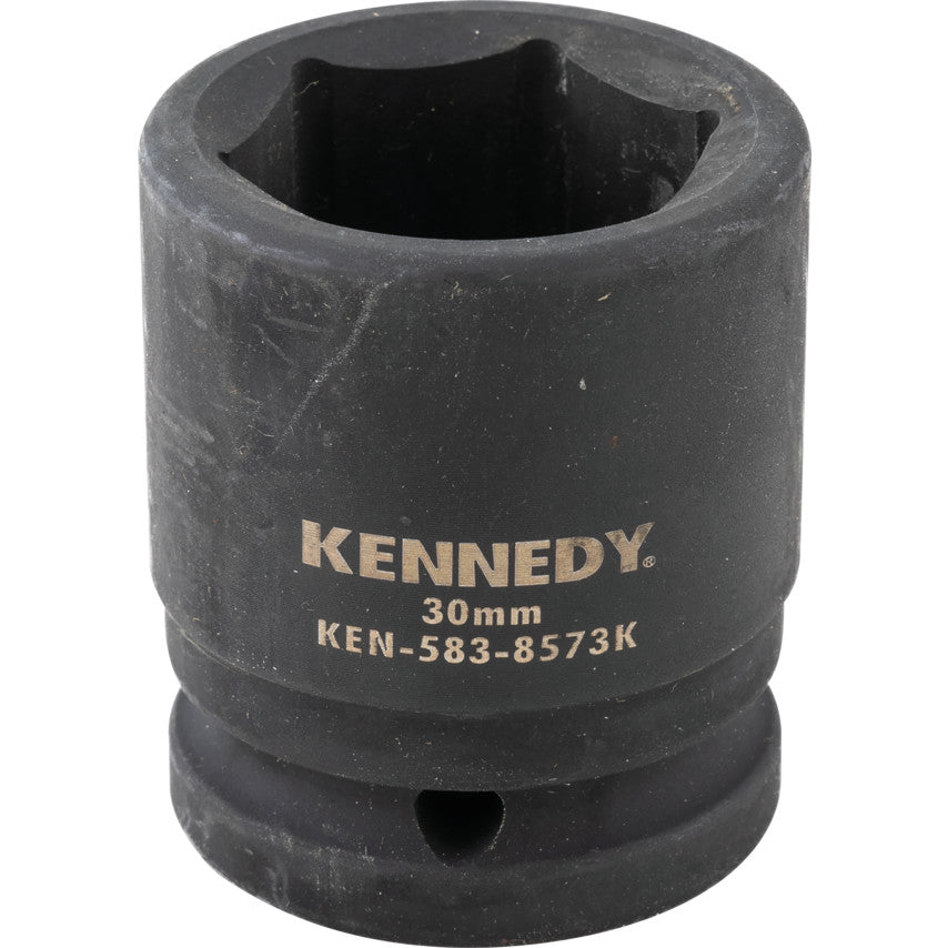 3/4in. Drive, Standard Hex Impact Socket, 30mm, Metric, Black Oxide Finish