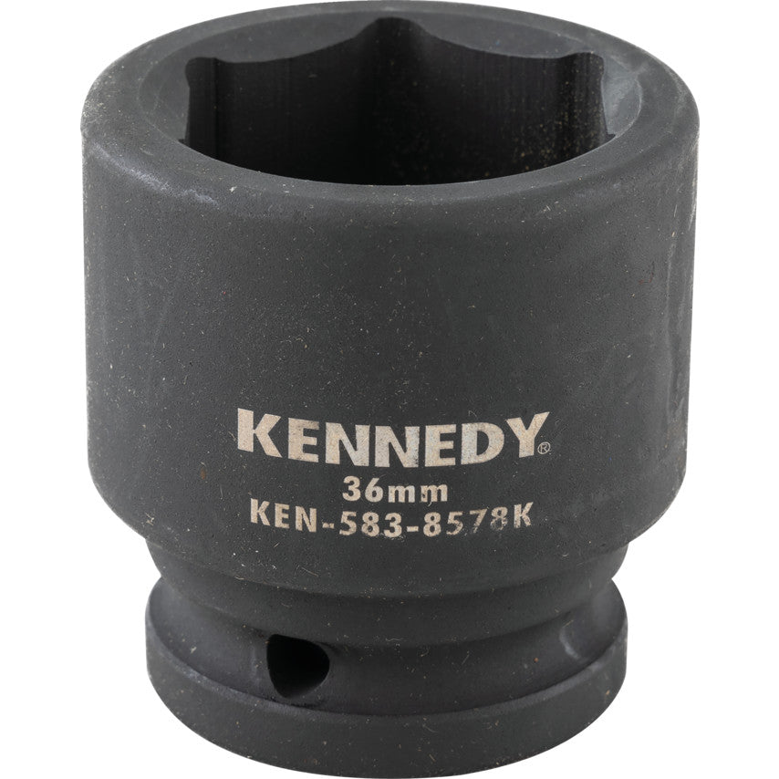 3/4in. Drive, Standard Hex Impact Socket, 36mm, Metric, Black Oxide Finish