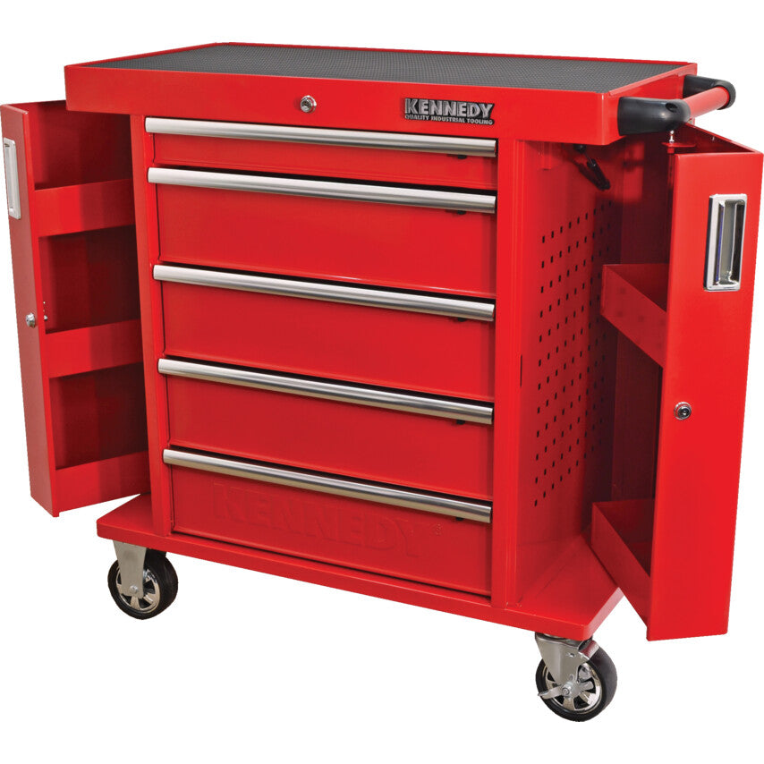 Roller Cabinet, Industrial Range, Red, Steel, 5-Drawers, 915 x 706 x 461mm, 450kg Capacity