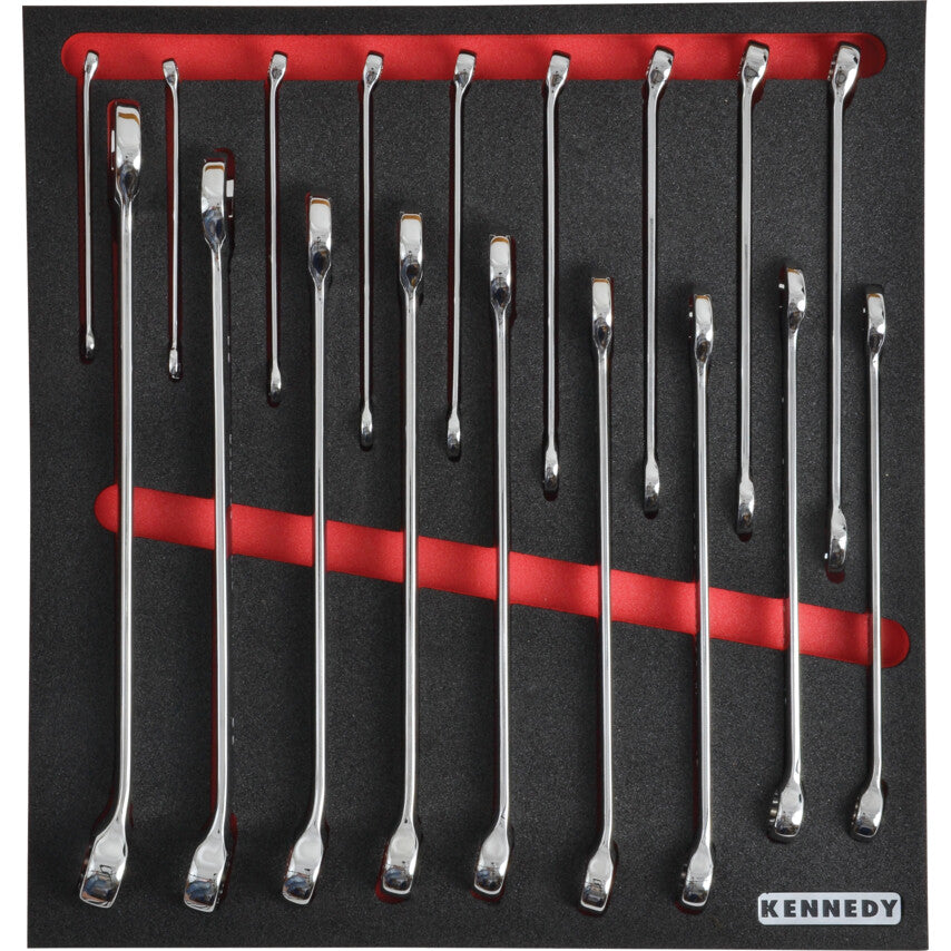 18 Piece Combination Spanner Set in 2/3 Foam Inlay for Tool Cabinets