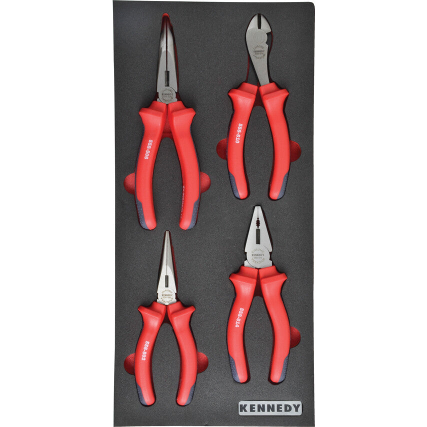 4 Piece Pro-Torq VDE Insulated Pliers Set in 1/3 Width Foam Inlay for Tool Cabinets