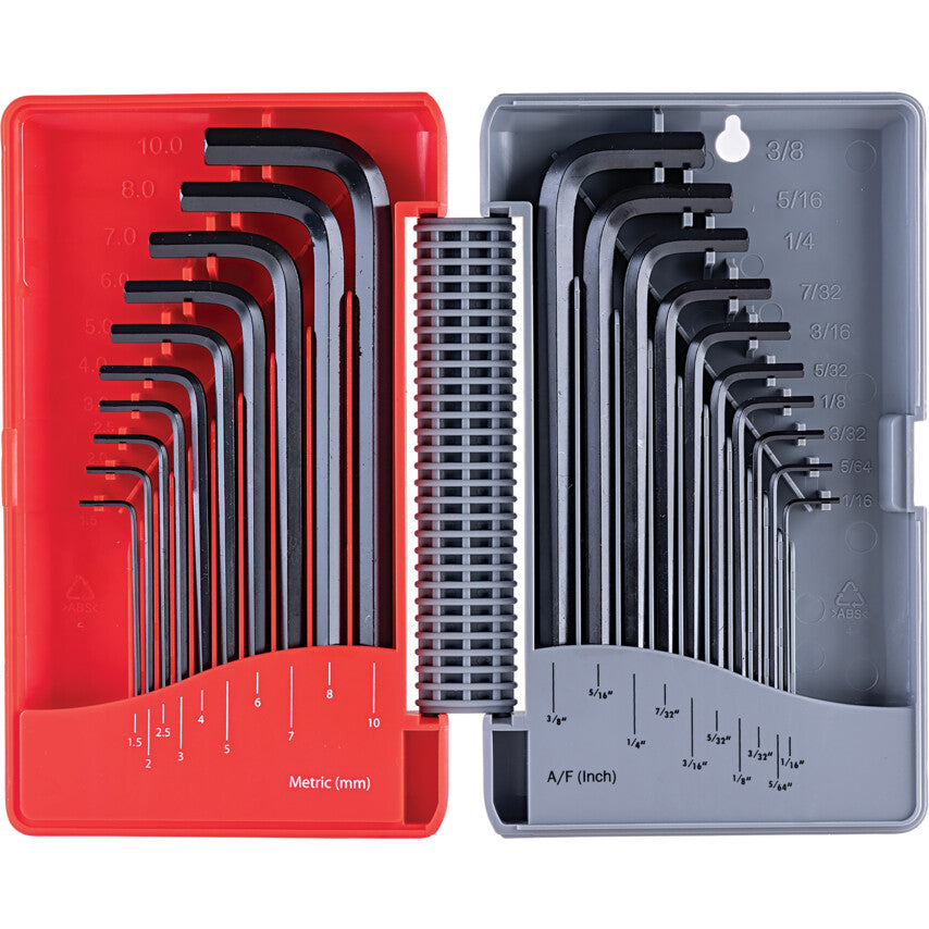 Hex Key, L-Handle, Hex, Metric/Imperial, 1.5-10mm, 1/16-3/8", 20-piece