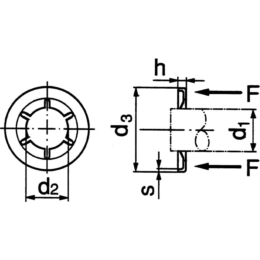 20mm PUSH ON SHAFT FIXING WASHER (NO CAP) - BRONZE PLATED