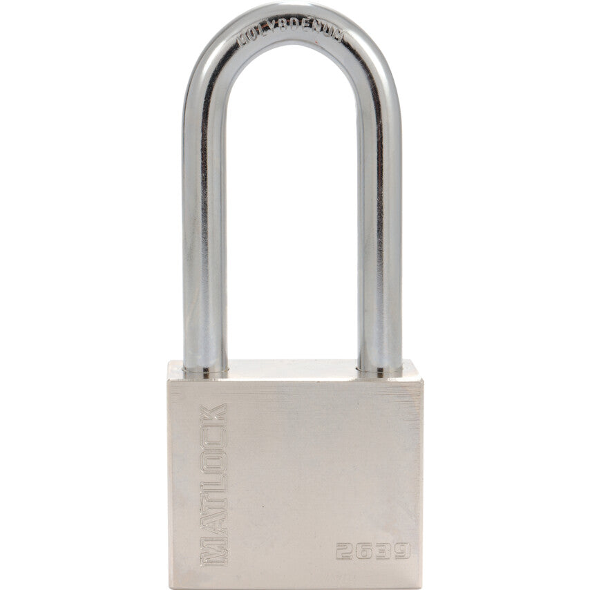 Keyed Padlock, Keyed Different, Hardened Steel, Silver, 63.5mm Width, Weatherproof