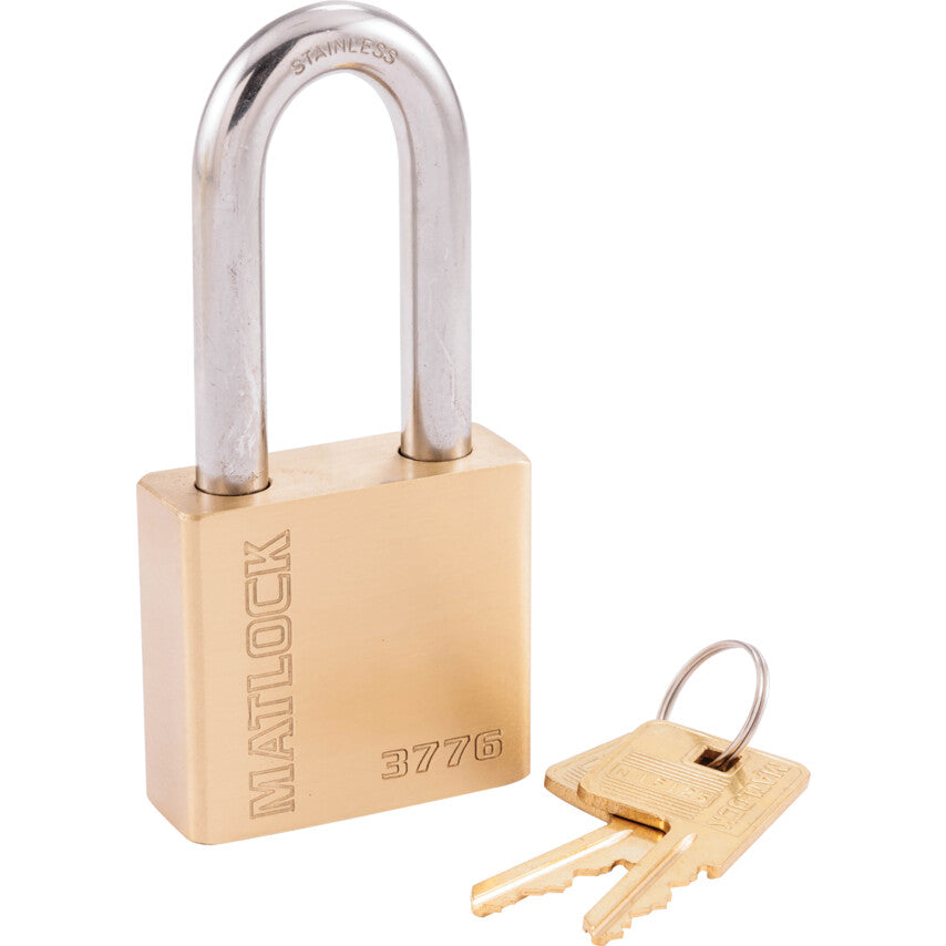 Keyed Padlock, Keyed Different, Brass, Gold, 50mm Width, Weatherproof