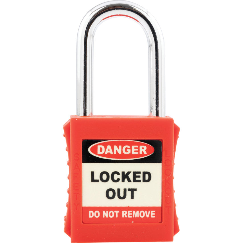Lockout Keyed Padlock, Keyed Different, Nylon, Red, 42mm Width, Weatherproof