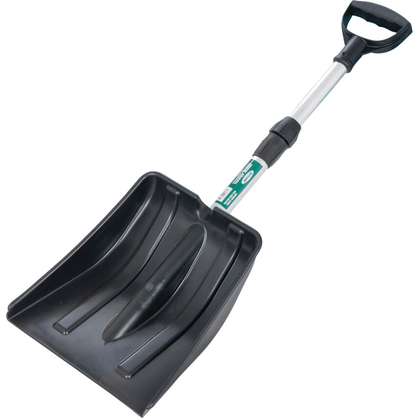 Snow Shovel, 840mm Overall Length, D-Grip Handle, Impact Resistant ABS Plastic Blade, Telescopic