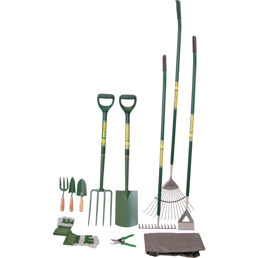 11 Piece Carbon Steel Garden Tool Set, Aluminium Shaft
