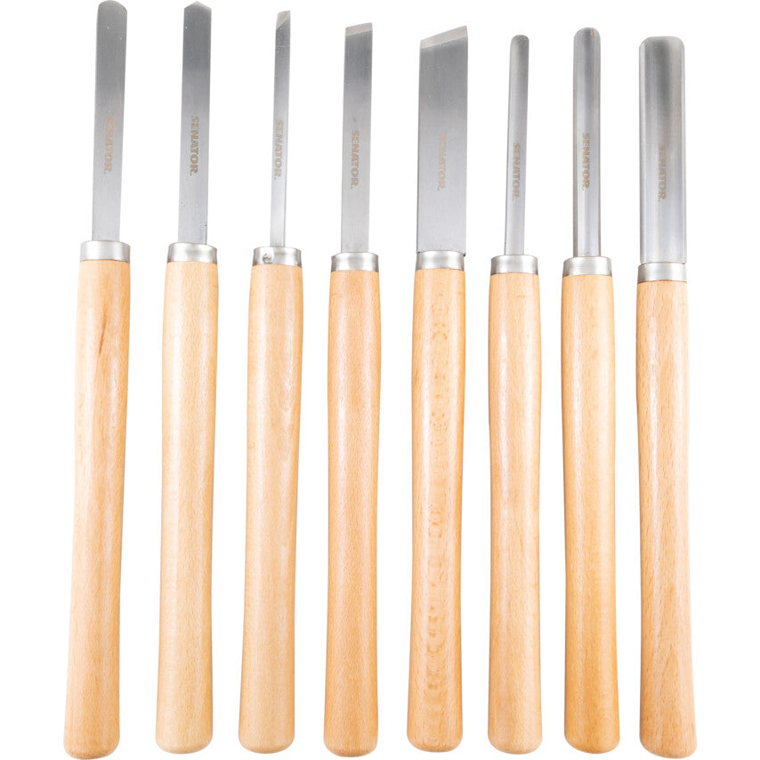 Wood Turning Set, 8 Piece in Wooden Case