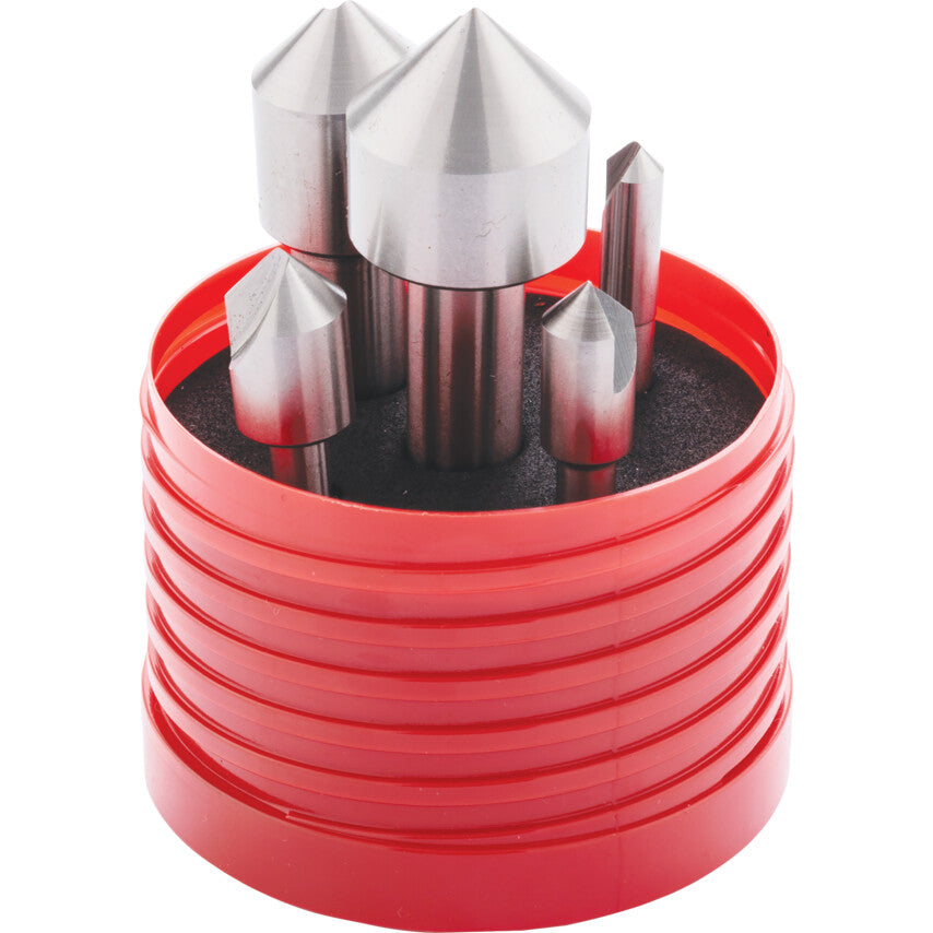 Countersink Set, Countersink, Straight Shank, Set of 5, High Speed Steel, Uncoated