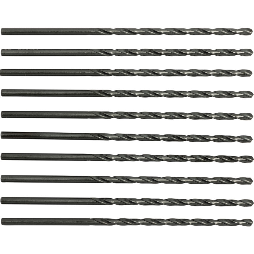 L100, Long Series Drill, 3.2mm, Long Series, Straight Shank, High Speed Steel, Steam Tempered