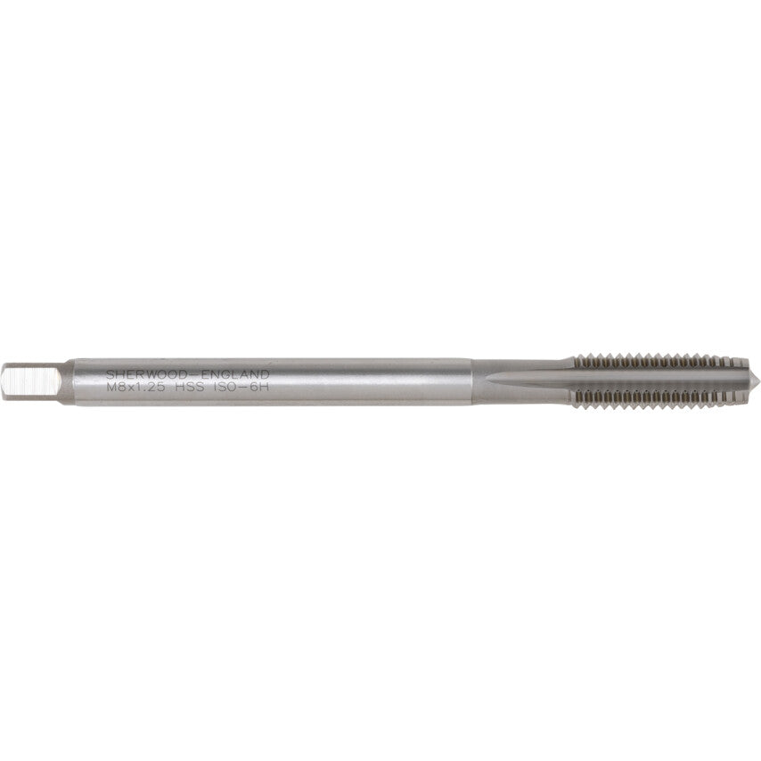Second Tap, 8mm x 1.25mm, Straight Flute Extension, Metric Coarse, High Speed Steel, Bright